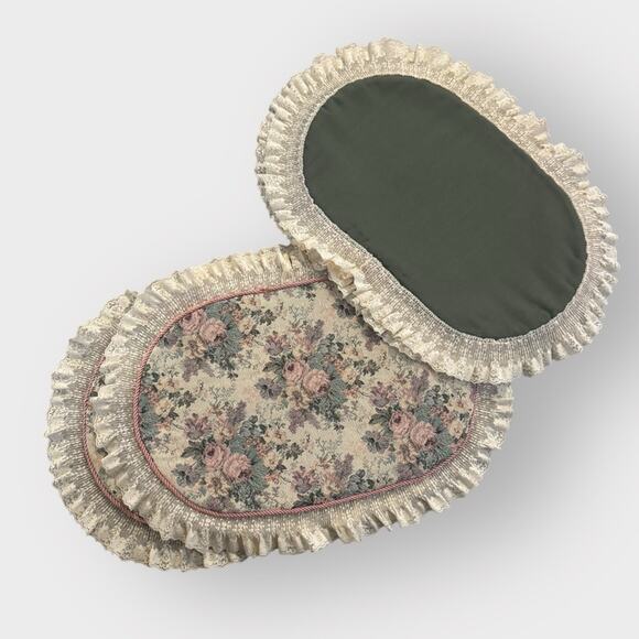 Vintage Reversible Floral Quilted Placemats Set, (4) Cottagecore 80s - Picture 2 of 7